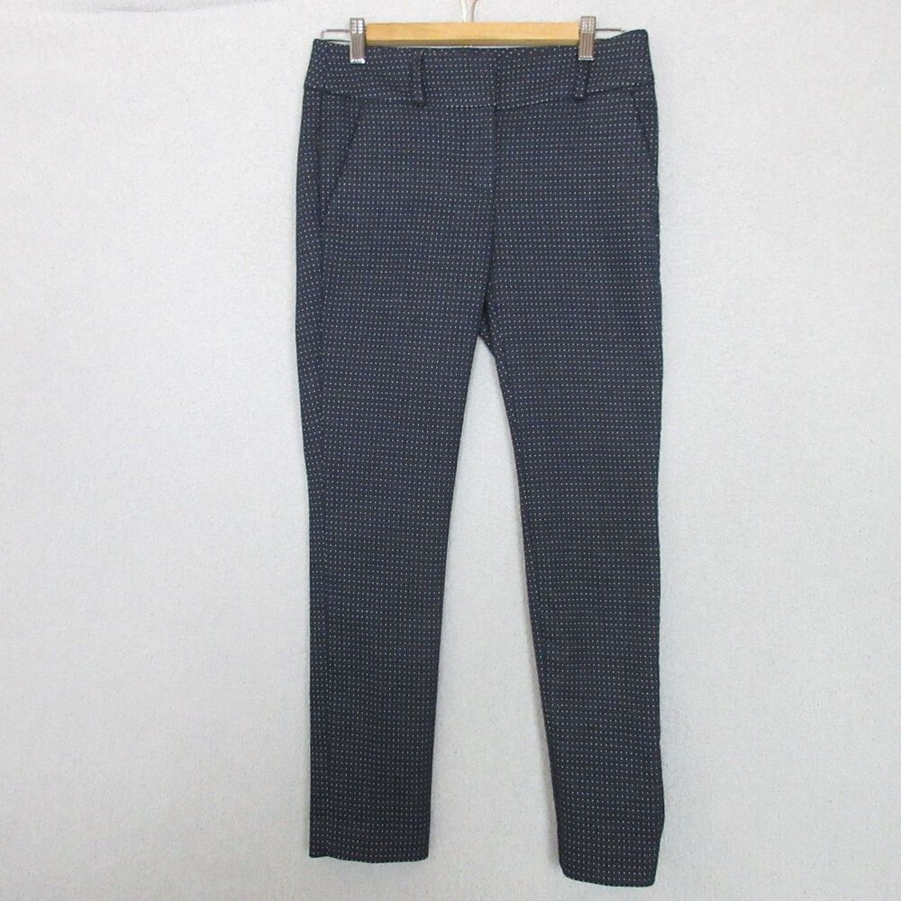 Loft Marisa Skinny Pants Size 0 Navy Blue White Polka Dot Stretch Ankle Trousers